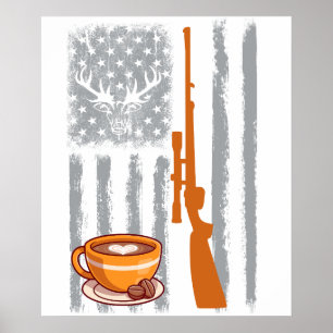 Poster chasse au café - Drapeau américain vintage USA pou