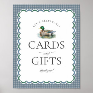Poster Chasse au canard de Mallard En vichy Bleu Cartes e