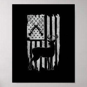 Poster Chasse au cerf avec drapeau américain Hommes Wo pa