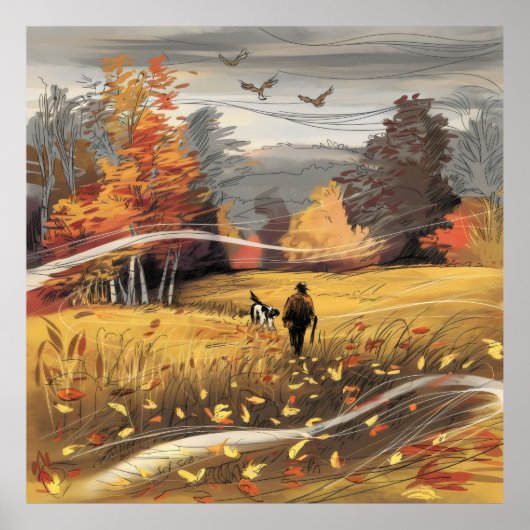 Poster Chasse au faisan rural Chasse à l'automne Nature (Devant)