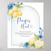 Poster Chasse au Pacifique à base de citron bleu floral (Devant)