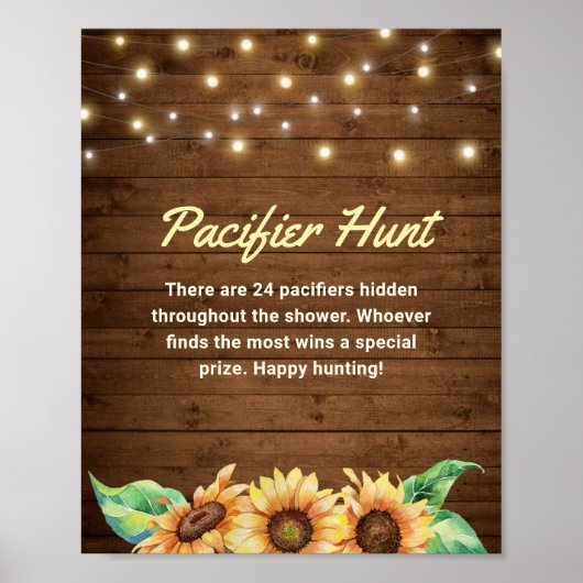 Poster Chasse au Pacifique Baby shower rustique de tourne (Devant)