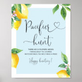 Poster Chasse au Pacifique citron bleu jeu de baby shower (Devant)