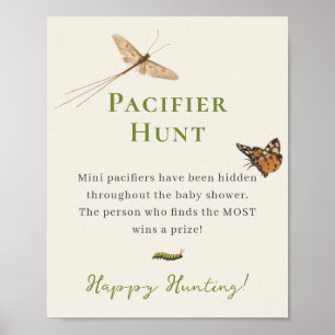 Poster Chasse au Pacifique de Baby shower d'insectes vint