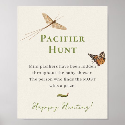 Poster Chasse au Pacifique de Baby shower d'insectes vint (Devant)