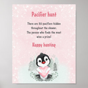 Poster Chasse au Pacifique de manguin rose de Baby shower