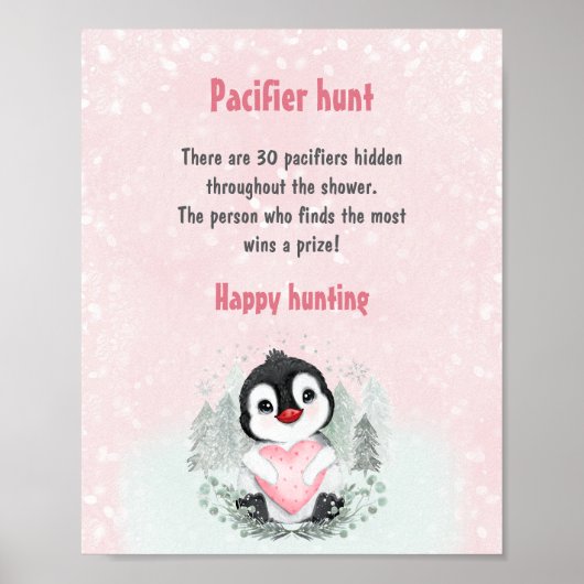Poster Chasse au Pacifique de manguin rose de Baby shower (Devant)