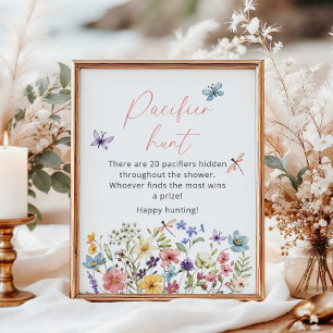 Poster Chasse au Pacifique fleur sauvage de Baby shower p