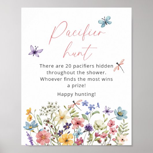 Poster Chasse au Pacifique fleur sauvage de Baby shower p (Devant)