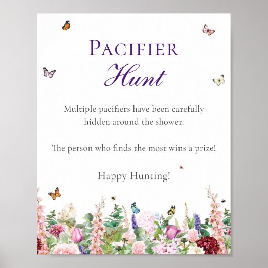 Poster Chasse au Pacifique | Flores et papillons violets  (Devant)