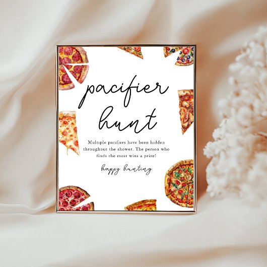 Poster chasse au Pacifique jeu de baby shower Pizza