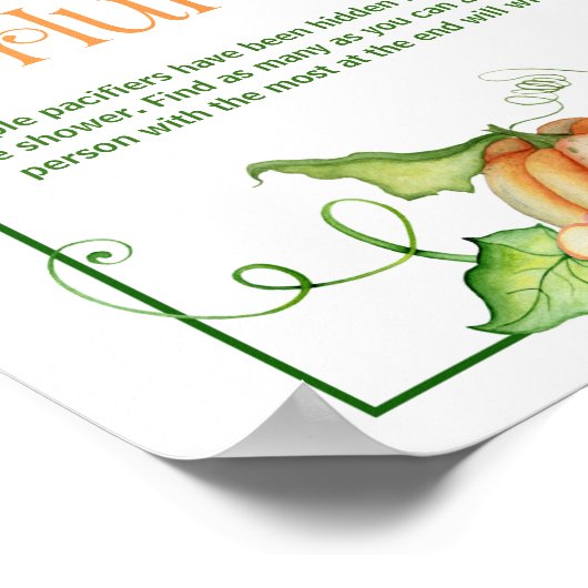 Poster Chasse au Tétine de Fête de Bébé Little Pumpkin (Coin)