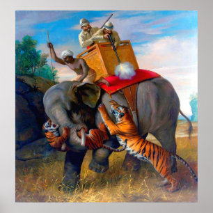Poster Chasse au tigre Briton Rivière 1920