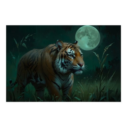 Poster Chasse au tigre et à la Pleine lune (Devant)