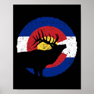 Poster Chasse au wapiti au Colorado T Shirt Co State Flag