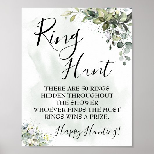 Poster Chasse aux anneaux Eucalyptus vert signe de jeu su (Devant)