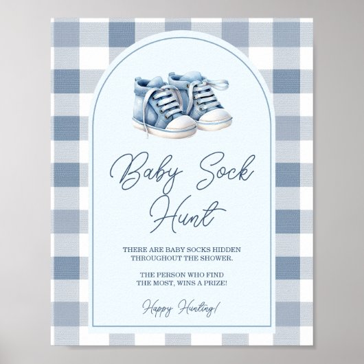 Poster Chasse aux chaussettes bébé gingham chaussures béb (Devant)