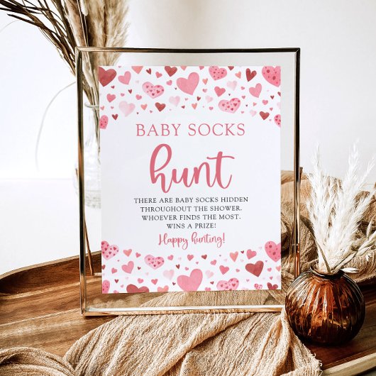 Poster Chasse aux chaussettes bébé pour la Saint-Valentin
