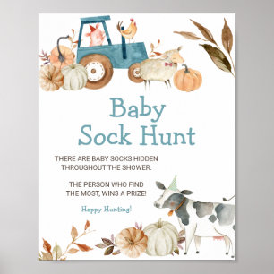 Poster Chasse aux chaussettes de bébé animaux de la ferme