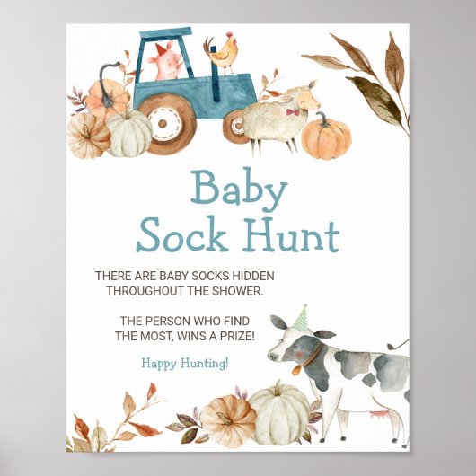 Poster Chasse aux chaussettes de bébé animaux de la ferme (Devant)