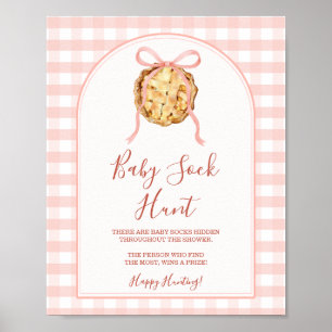 Poster Chasse aux chaussettes de bébé automne Gingham ros