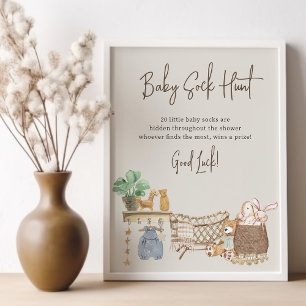 Poster Chasse aux chaussettes de bébé Salon de bébé bohèm