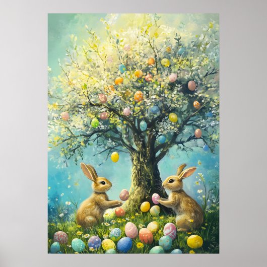 Poster Chasse aux oeufs de lapin de Pâques Rabbit (Devant)