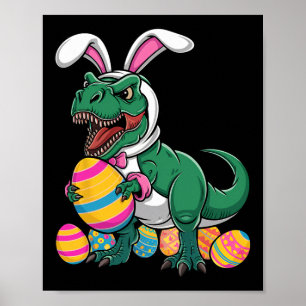Poster Chasse aux oeufs de Pâques T Rex Dinosaur Bunny Ha