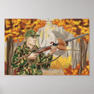 Poster Chasse chasseur début saison
