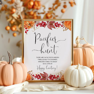 Poster Chasse citrouille Automne Pacifique jeu de baby sh