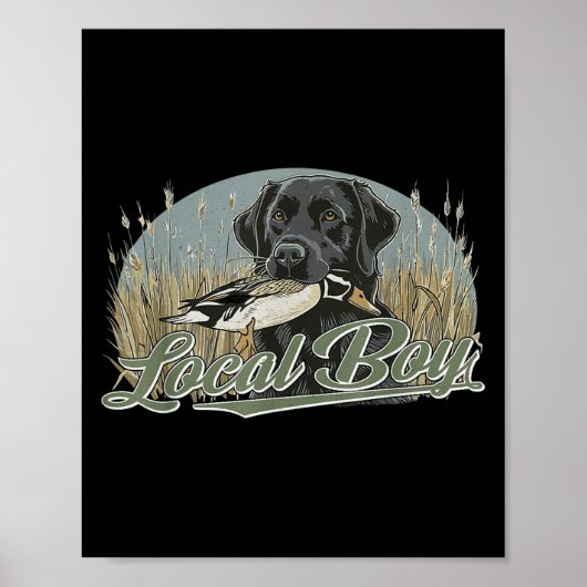 Poster Chasse de canard local garçon Black Lab chien exté (Devant)
