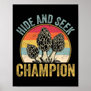 Poster Chasse drôle de champignons Morel chasseurs de mor
