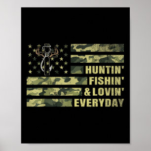 Poster Chasse Pêche Aimer Chaque Jour Camo American Fla