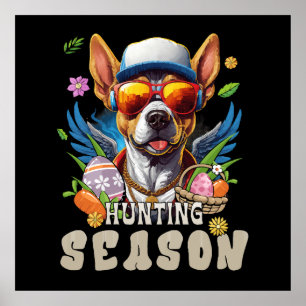 Poster Chasse Saison Cerf Oeuf de Pâques