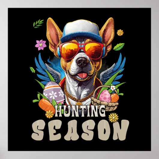 Poster Chasse Saison Cerf Oeuf de Pâques (Devant)