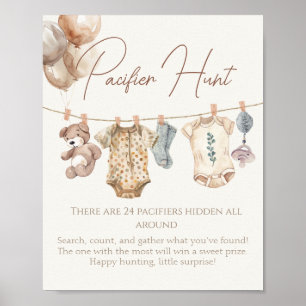 Poster Chasse Soft Boho Neutral Bébé Vêtements Pacifier