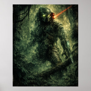 Poster Chasseur d'aliens de science-fiction, guerrier de