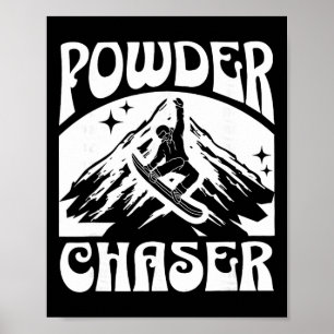 Poster Chasseur de poudre de snowboard skieur de télésièg