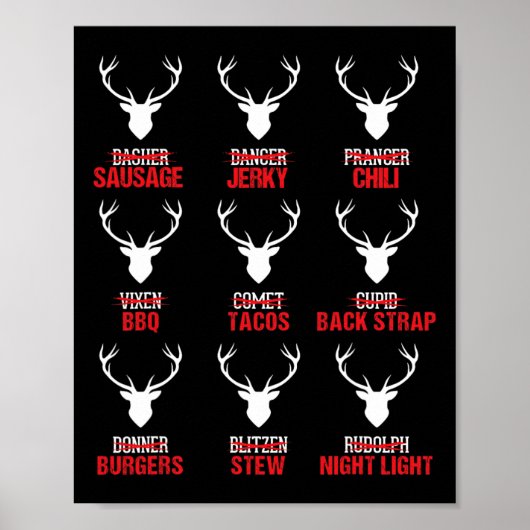 Poster Chasseur de rennes de Noël amusant Chasse de viand (Devant)