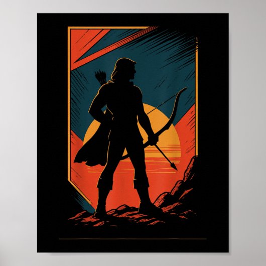 Poster Chasseur de silhouette de tir à l'arc (Devant)