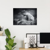 Poster Chasseur d'ours blanc sur la glace dans l'eau (Bureau à domicile)