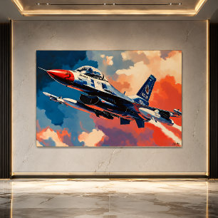 Poster Chasseur Pop Art - Art d'aviation en plein envol