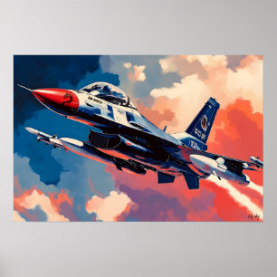 Poster Chasseur Pop Art - Art d'aviation en plein envol