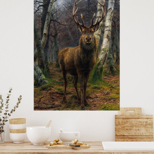 Poster Chasseur rustique de cerfs vintages (Cuisine)