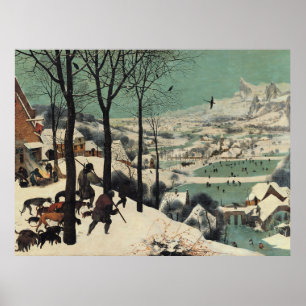 Poster Chasseurs dans la neige, célèbre œuvre d'art,