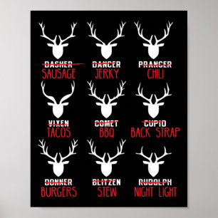 Poster Chasseurs de cerfs de Noël amusants Tous les renne