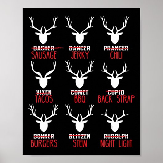 Poster Chasseurs de cerfs de Noël amusants Tous les renne (Devant)