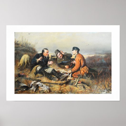 Poster Chasseurs prenant une pause (Devant)