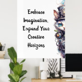 Poster Chat 1 Kitten et chapeau supérieur aquarelle (Bureau à domicile)