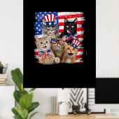 Poster Chat 4 juillet Liberté Drapeau Américain Lunettes  (Bureau à domicile)